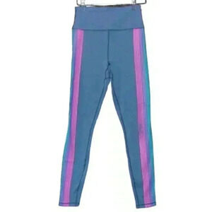 SPIRITUAL GANGSTER Teal Rainbow Stripe High Waist Full Length Leggings Women S